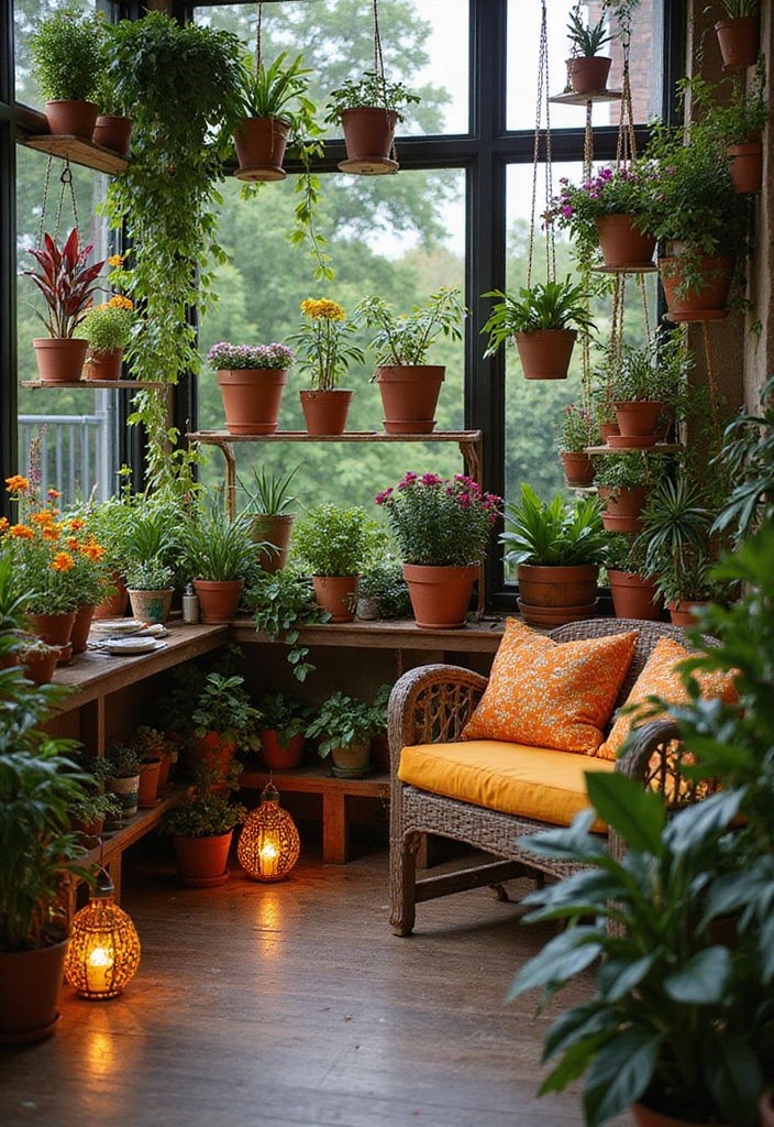 27 Garden Room Ideas - 8. Colorful Indoor Balcony