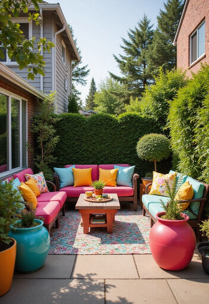 27 Large Patio Ideas Layout Outdoor Living - 11. Vibrant Color Palette