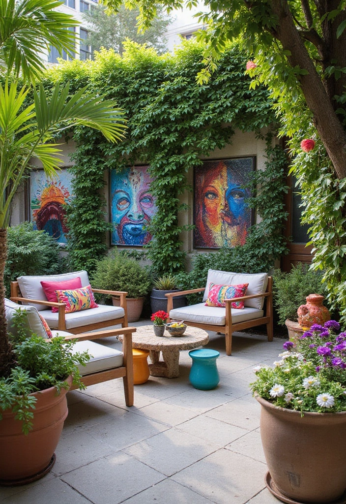 27 Large Patio Ideas Layout Outdoor Living - 8. Artistic Patio Decor