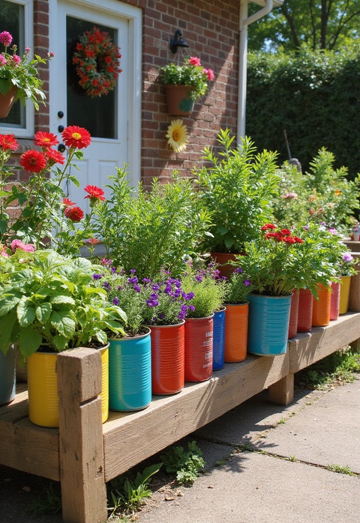 27 Small Garden Ideas for Vertical Garden Solutions - 12. Recycled Container Gardens