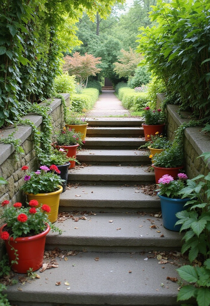 27 Small Garden Ideas for Vertical Garden Solutions - 13. Staircase Gardens