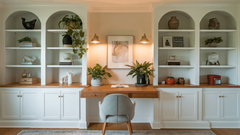 23 Home Office Built Ins with Desk Ideas